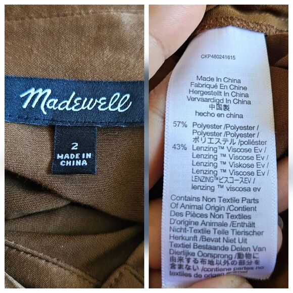 Madewell womens Sz 2 brown satin button front midi dress - Picture 9 of 9